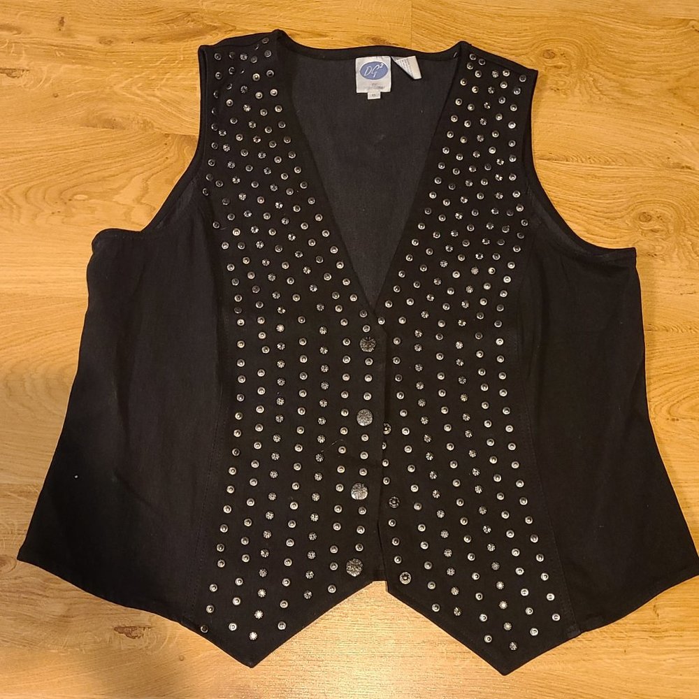 dg2 diane gilman jeans stretchy denim black studded vest black xl